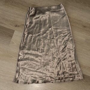 Aritzia Babaton Satin Slip Midi Skirt - Tan